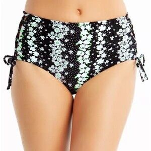 NWT California Waves Juniors Floral-Print Lace-Up Bikini Bottom XL Multicolor